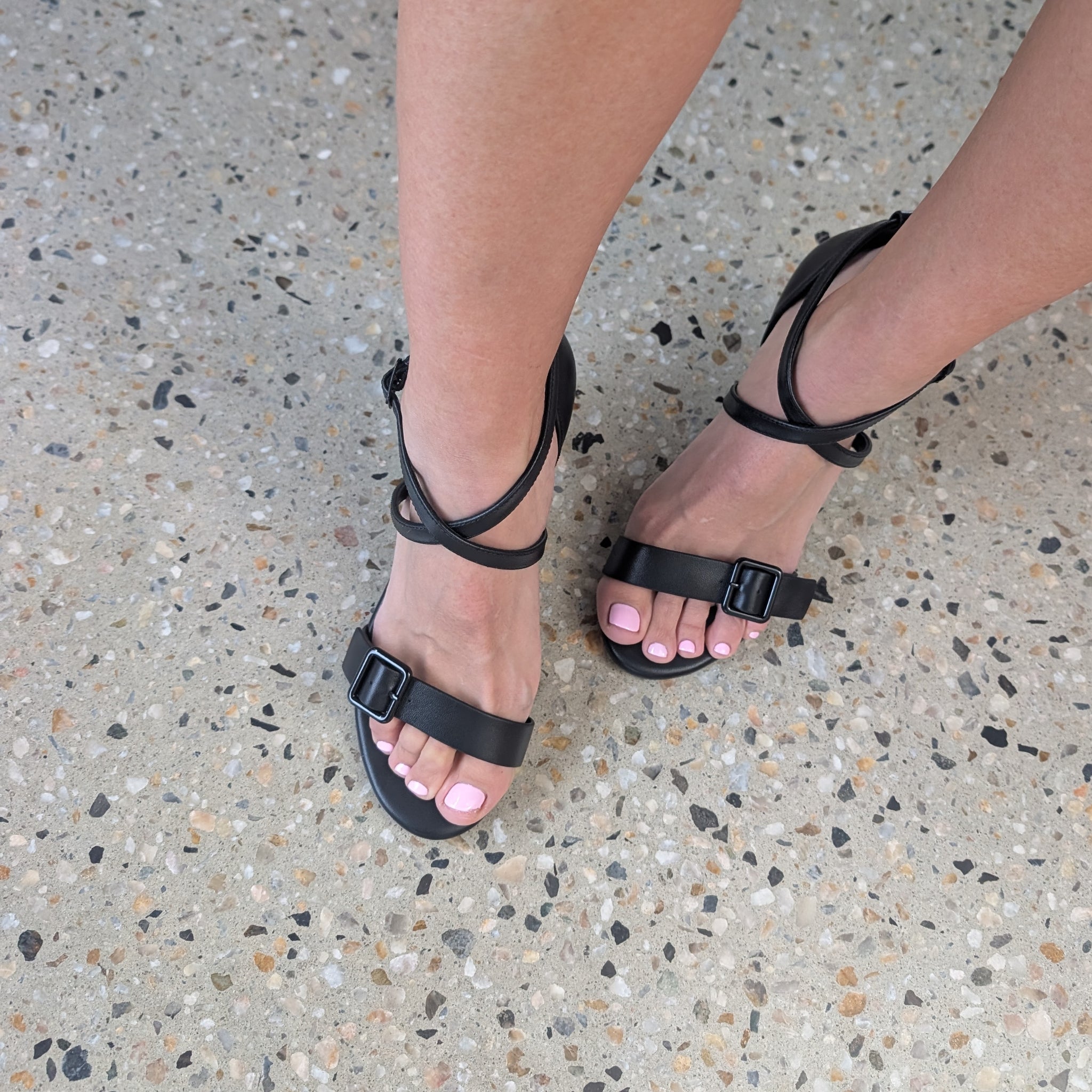 Lulu Leather Mid Heel Sandals