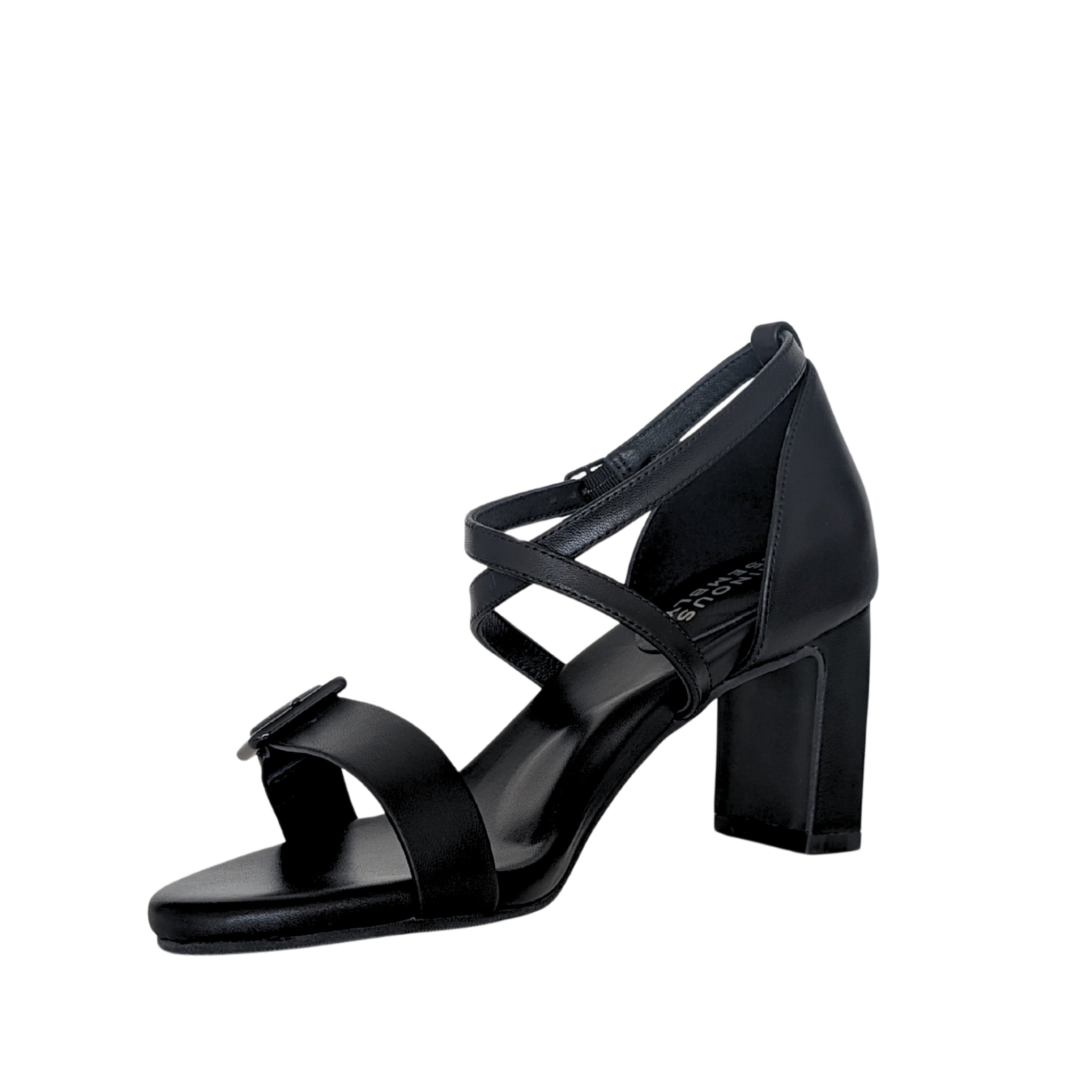 Lulu Leather Mid Heel Sandals