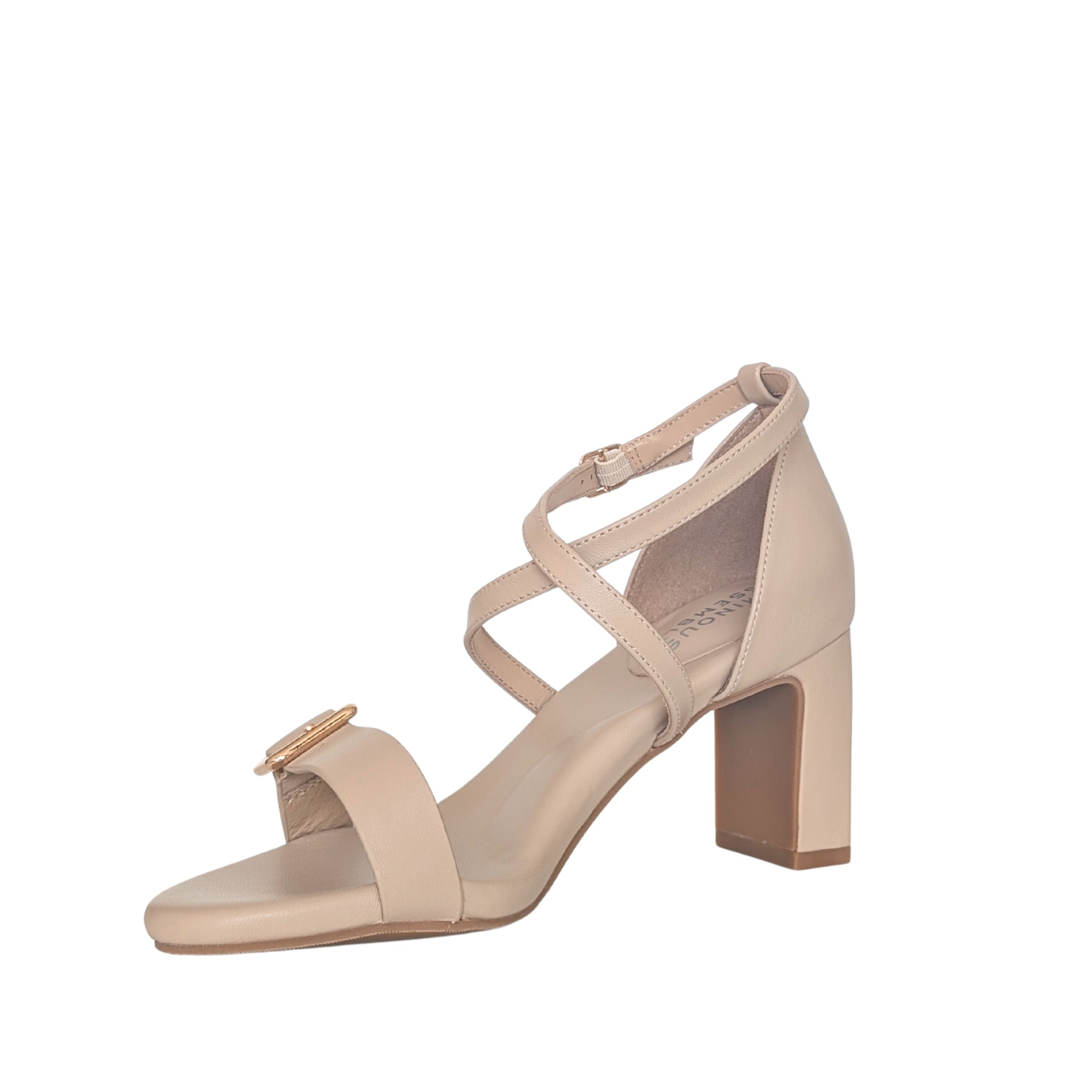 Lulu Leather Mid Heel Sandals