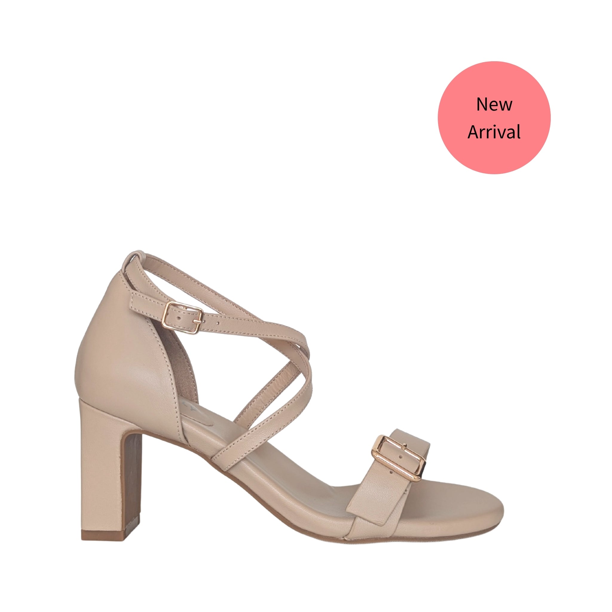 Lulu Leather Mid Heel Sandals