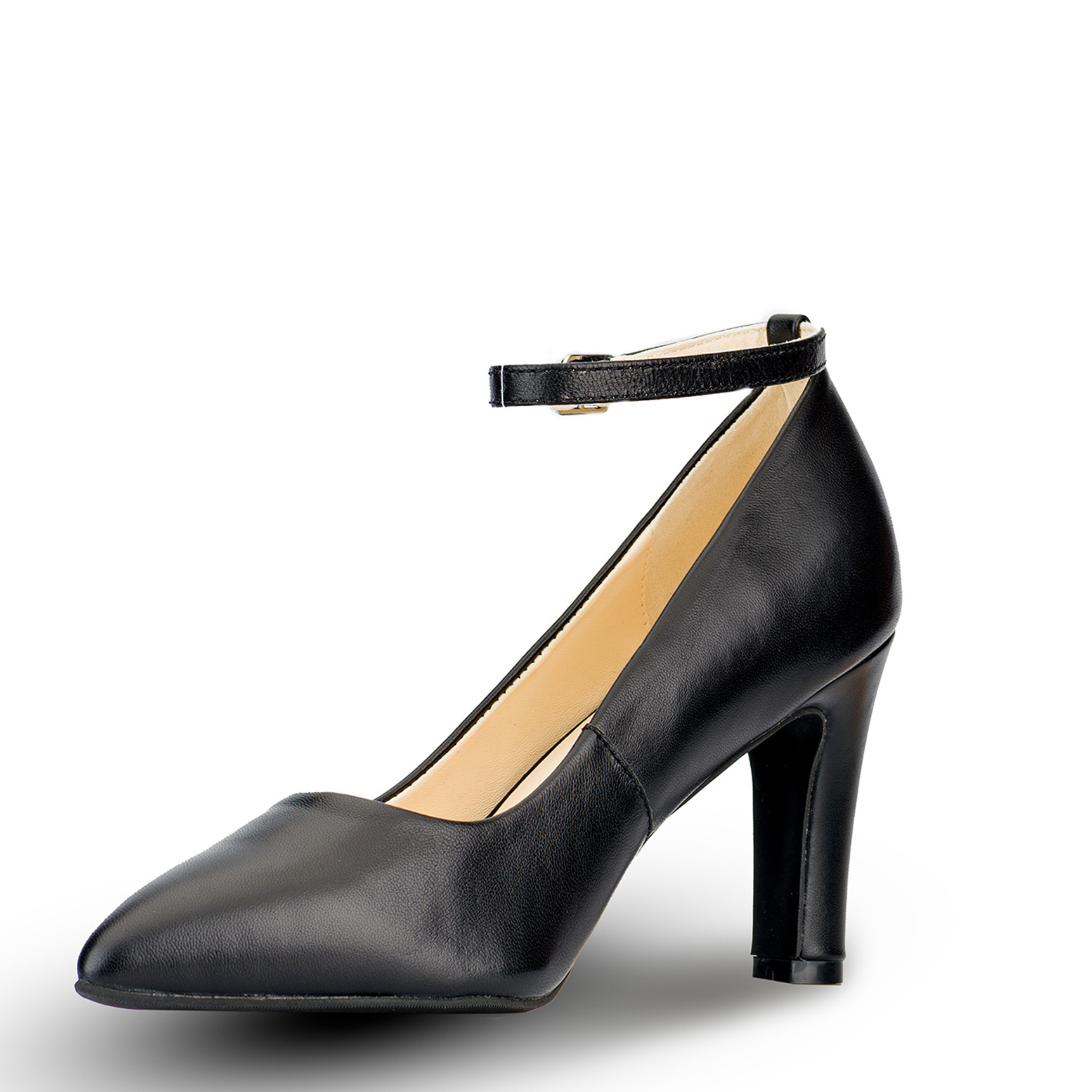 Ella Leather Mid Heel Pumps