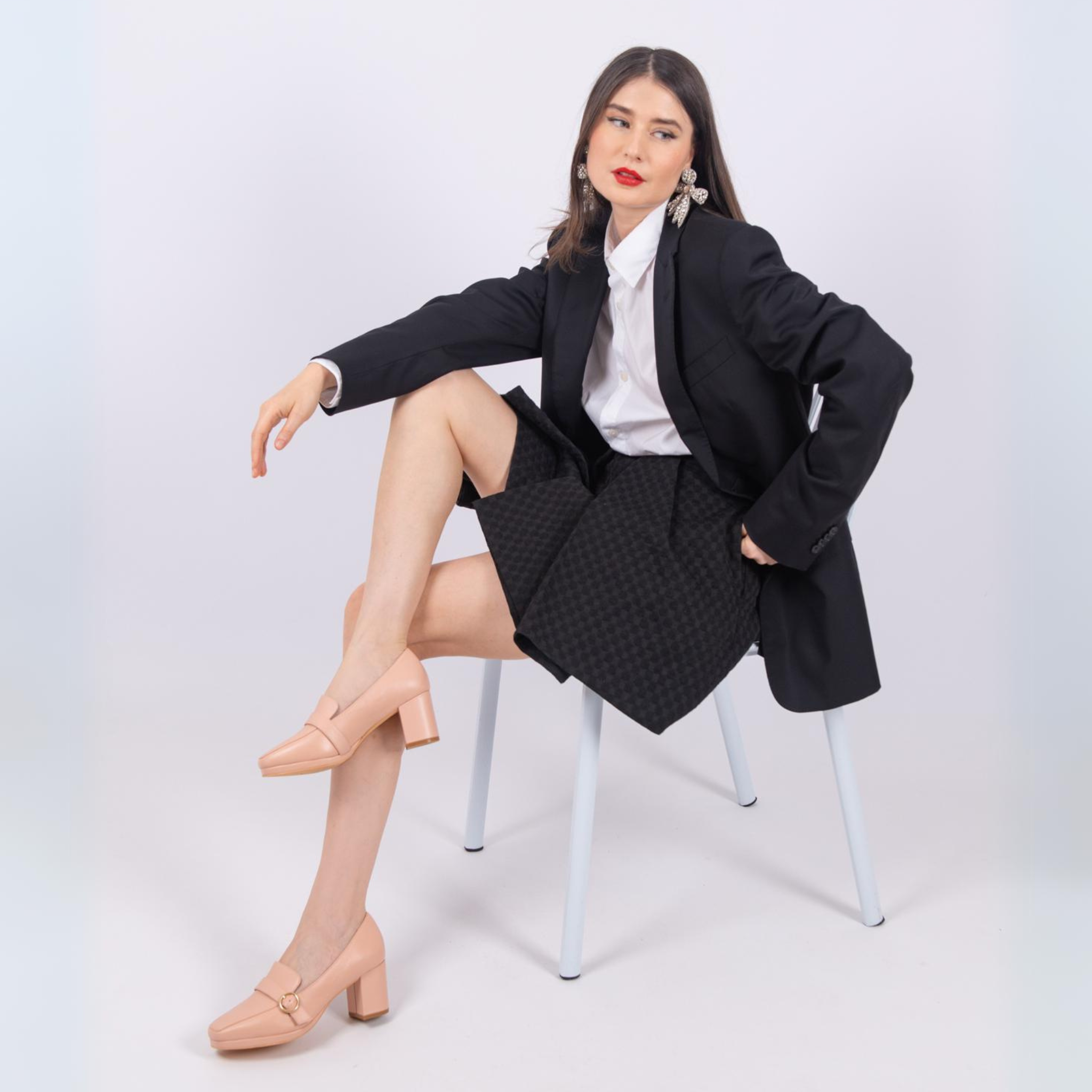 Gaia Leather Mid Block Heel Loafers
