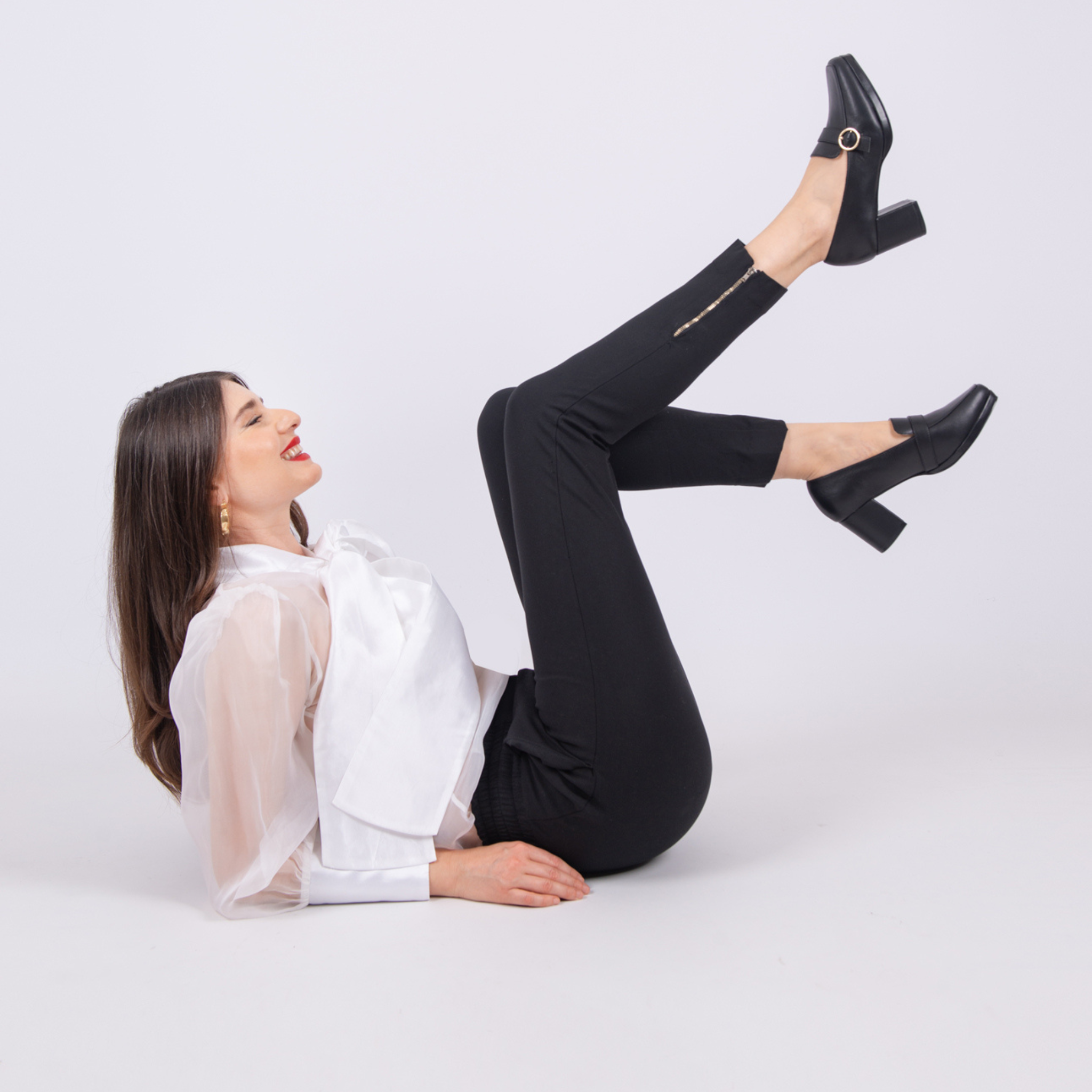Gaia Leather Mid Block Heel Loafers