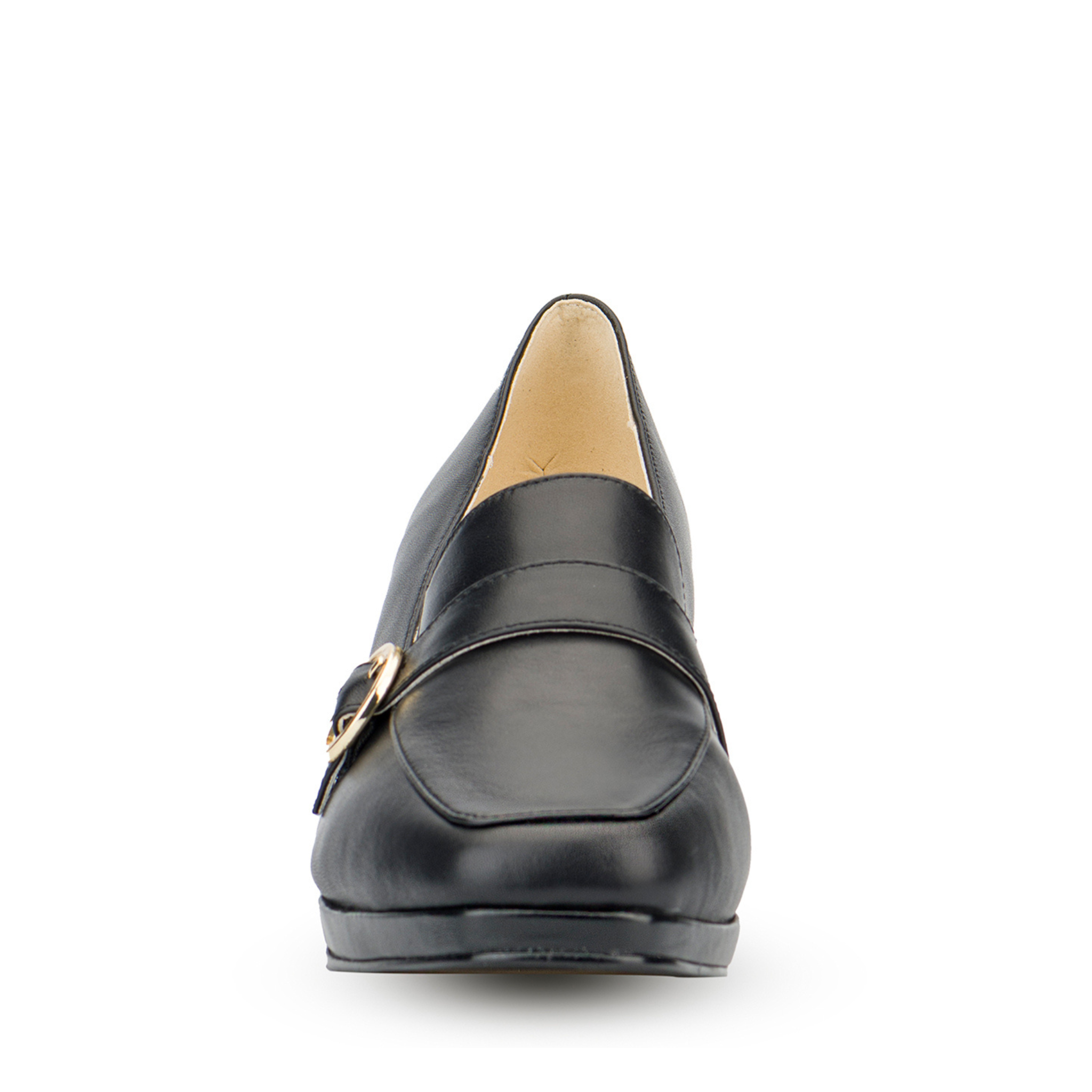 Gaia Leather Mid Block Heel Loafers