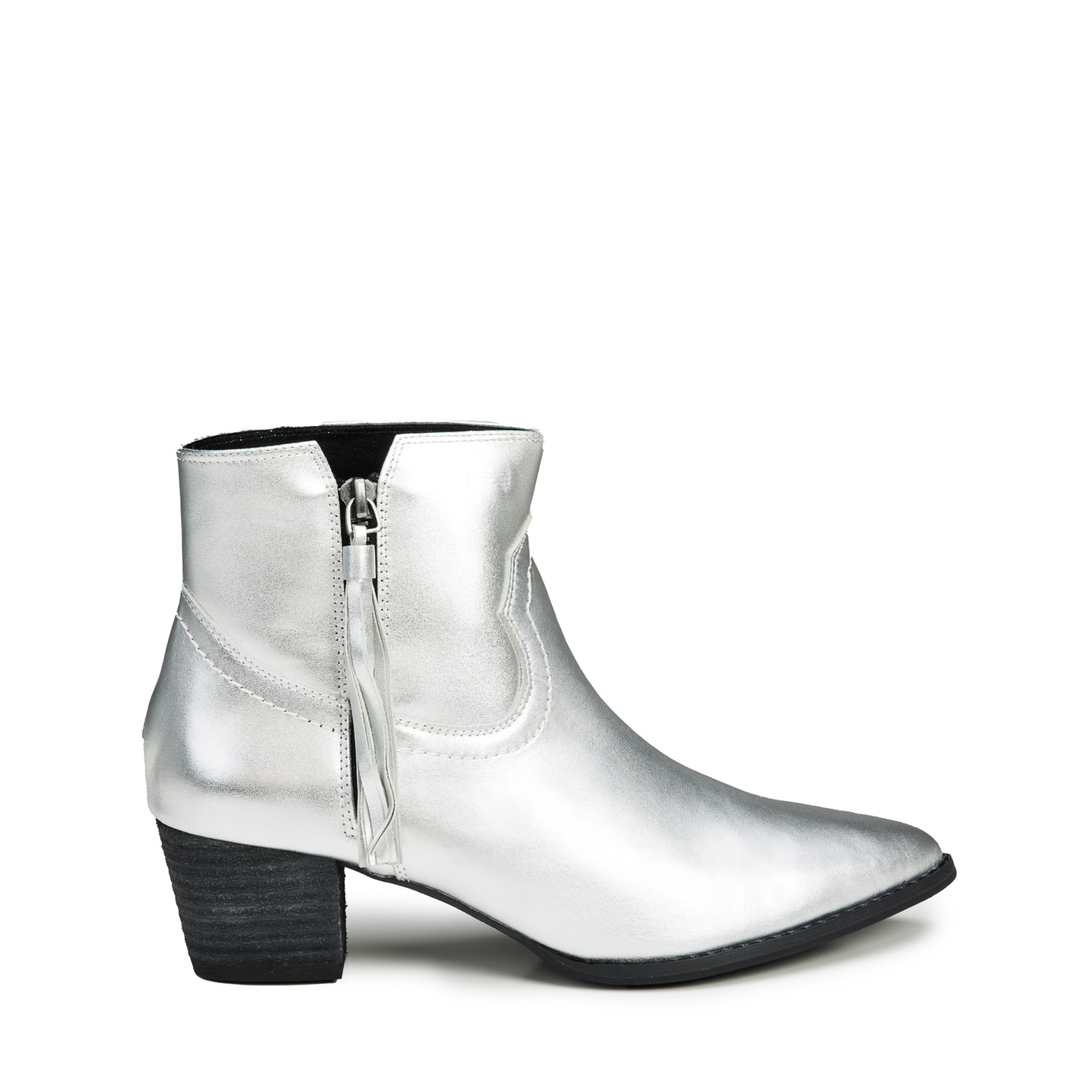 Mila Leather Low Block Heel Ankle Boots