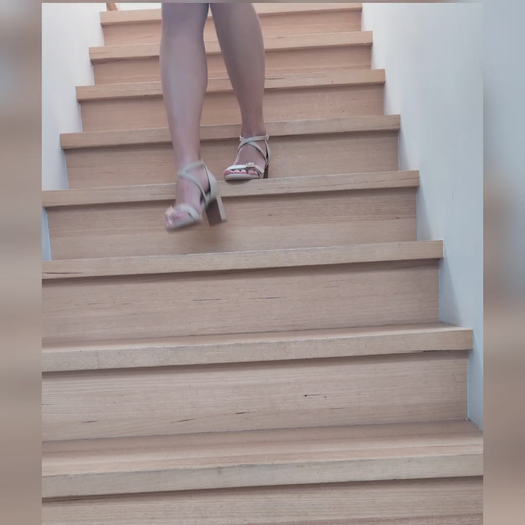 Lulu Leather Mid Heel Sandals