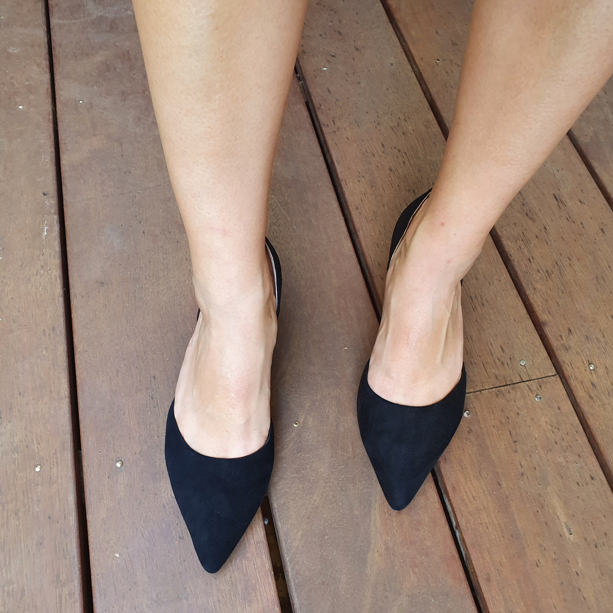 Rosa Suede Pointed Toe Low Block Heels