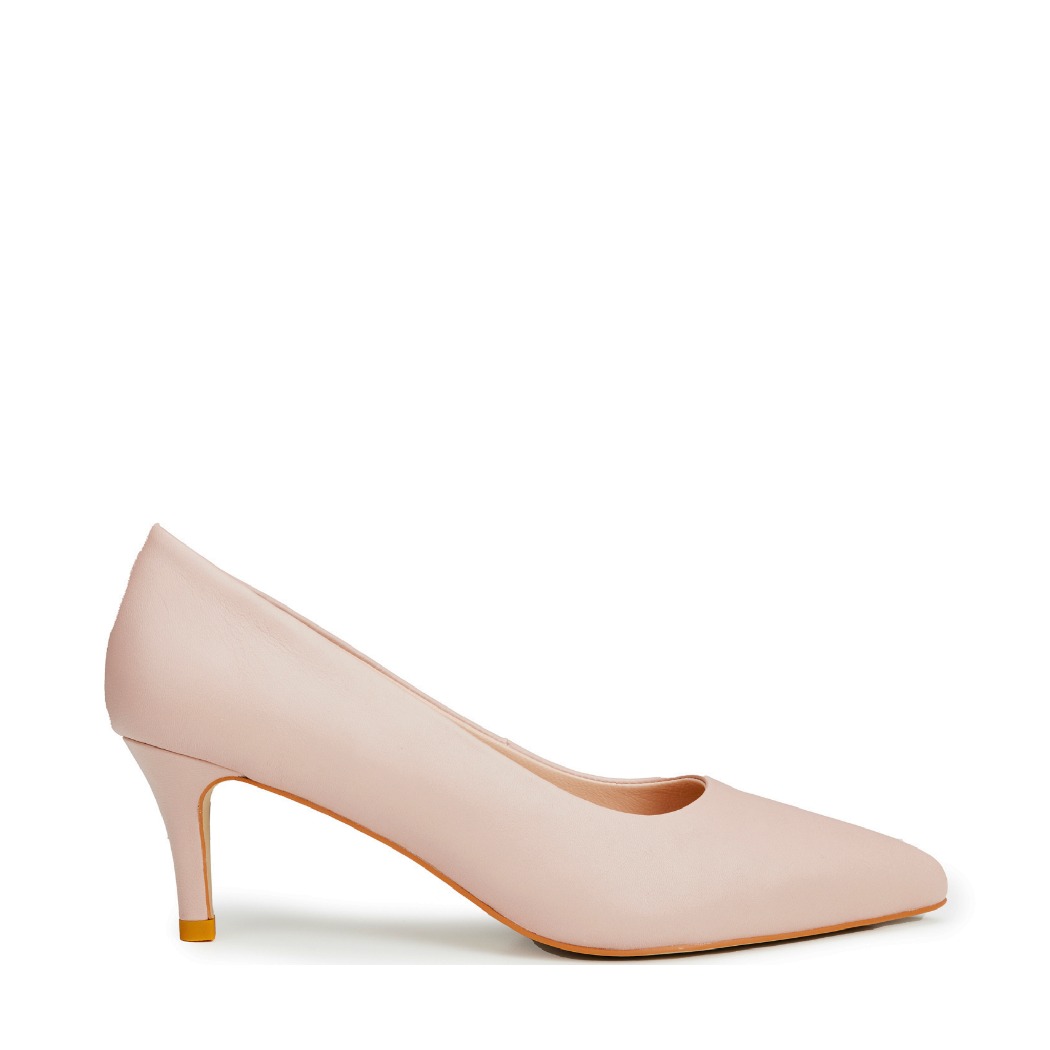 Zara Pale Mauve (Nude) Leather Mid Heel Pointed Toe Pumps