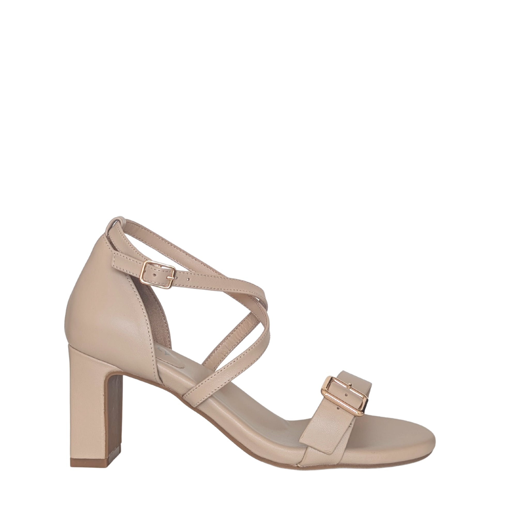 Lulu Leather Mid Heel Sandals