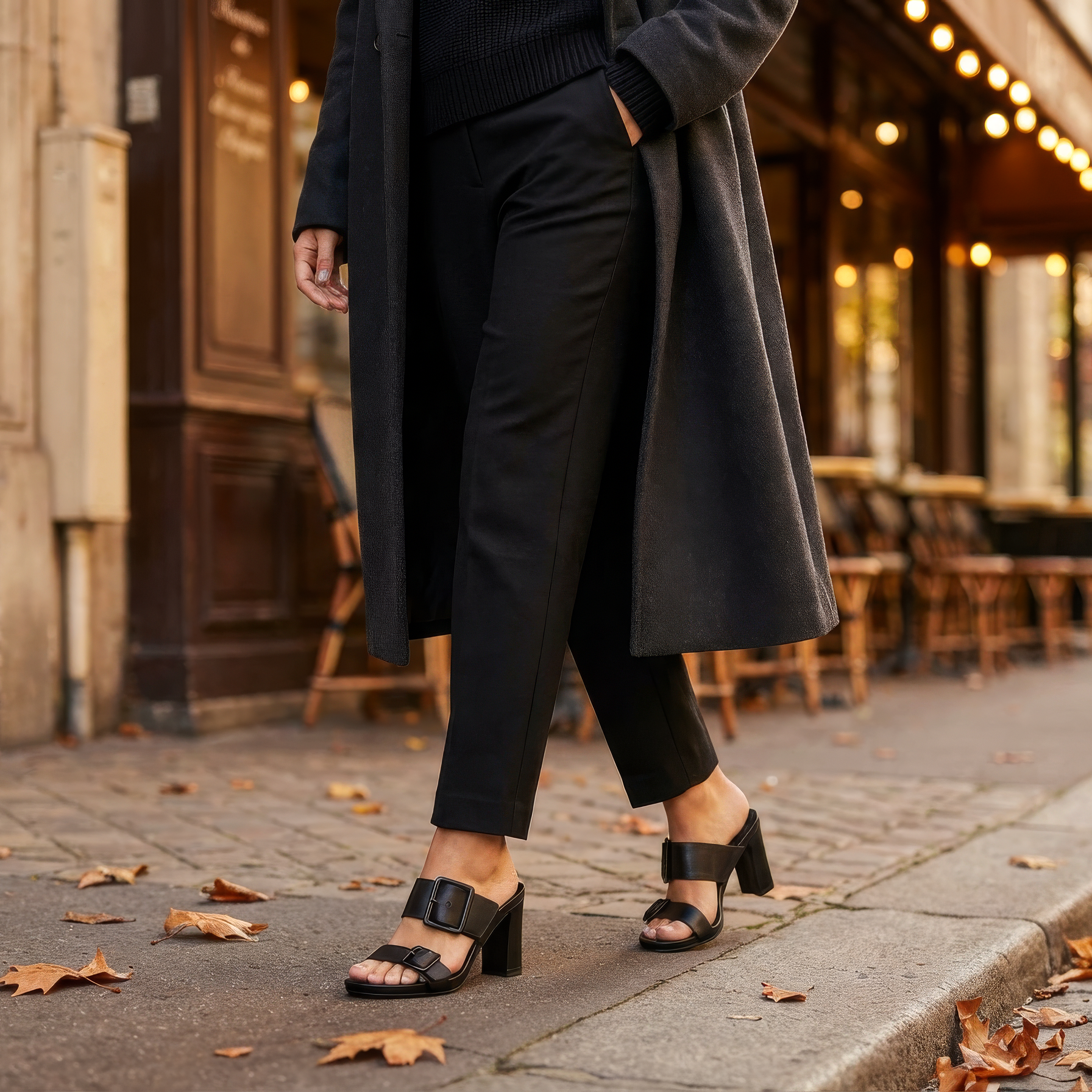 Alba Leather Mid Block Heel Mules