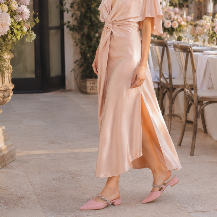 Elly Leather Slide In Low Heel Pumps