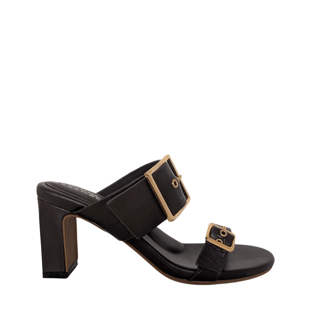 Alba Leather Mid Block Heel Mules - Luminous Assembly