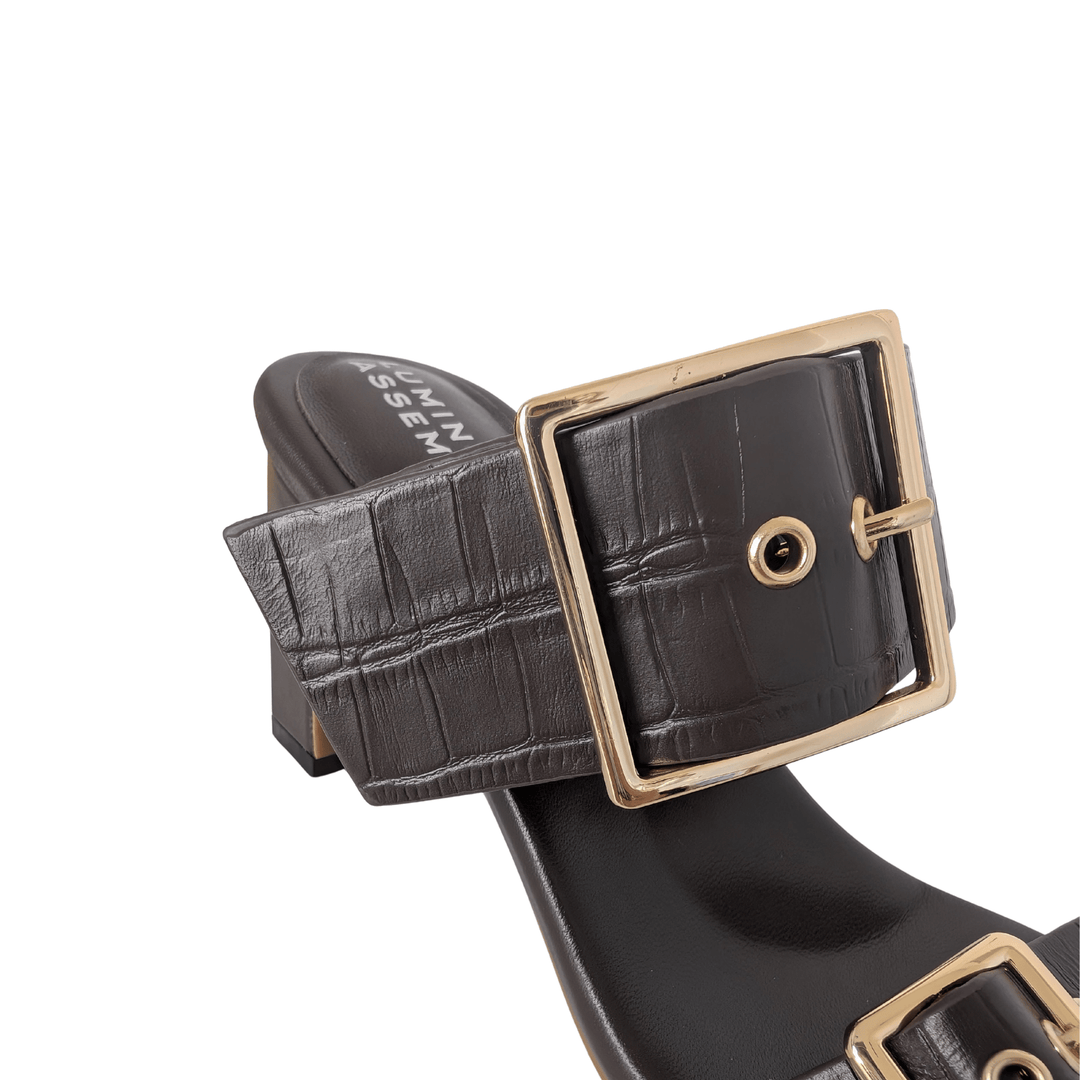 Alba Leather Mid Block Heel Mules - Luminous Assembly