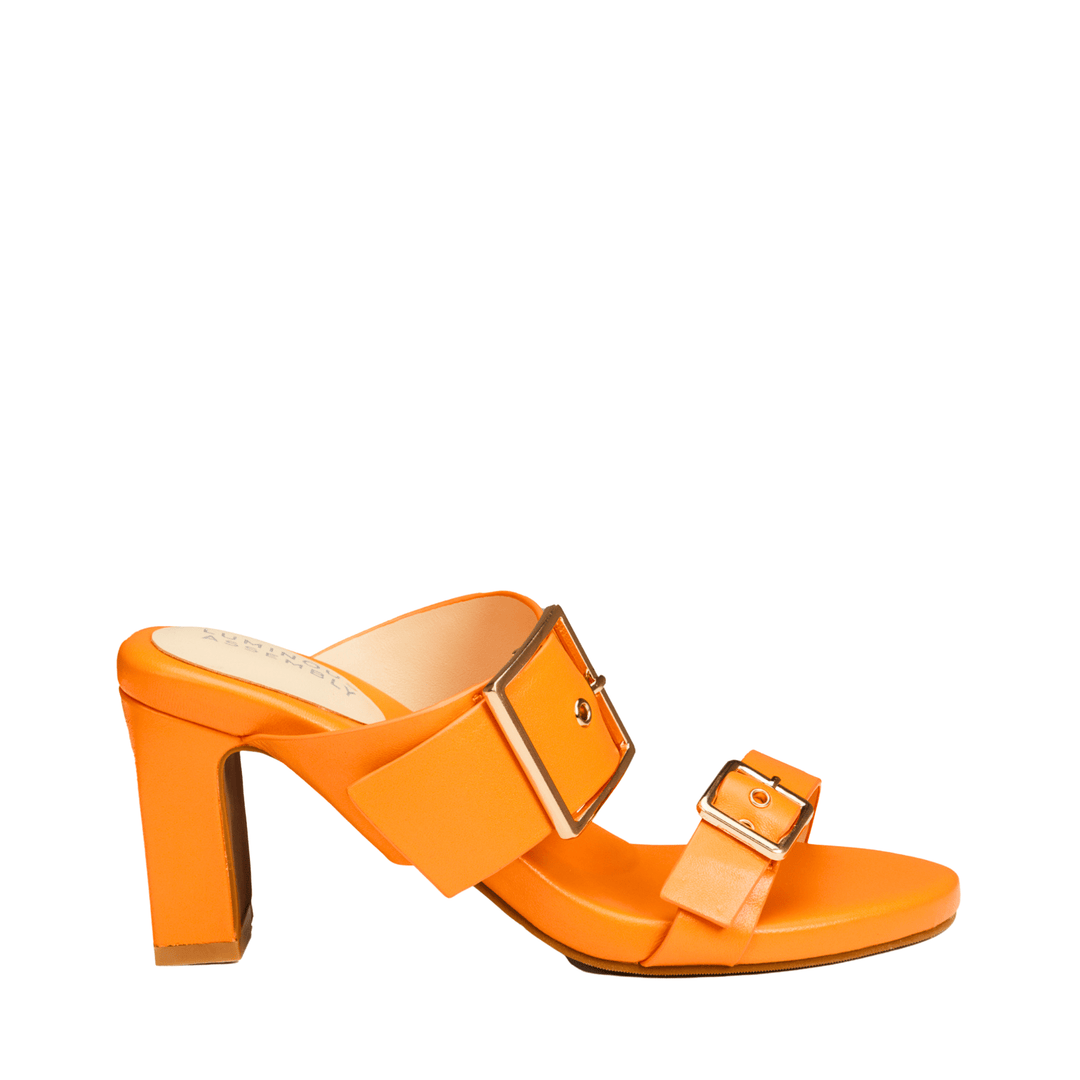 Alba Leather Mid Block Heel Mules - Luminous Assembly
