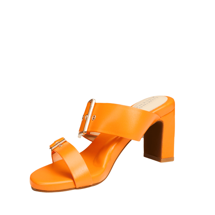 Alba Leather Mid Block Heel Mules - Luminous Assembly