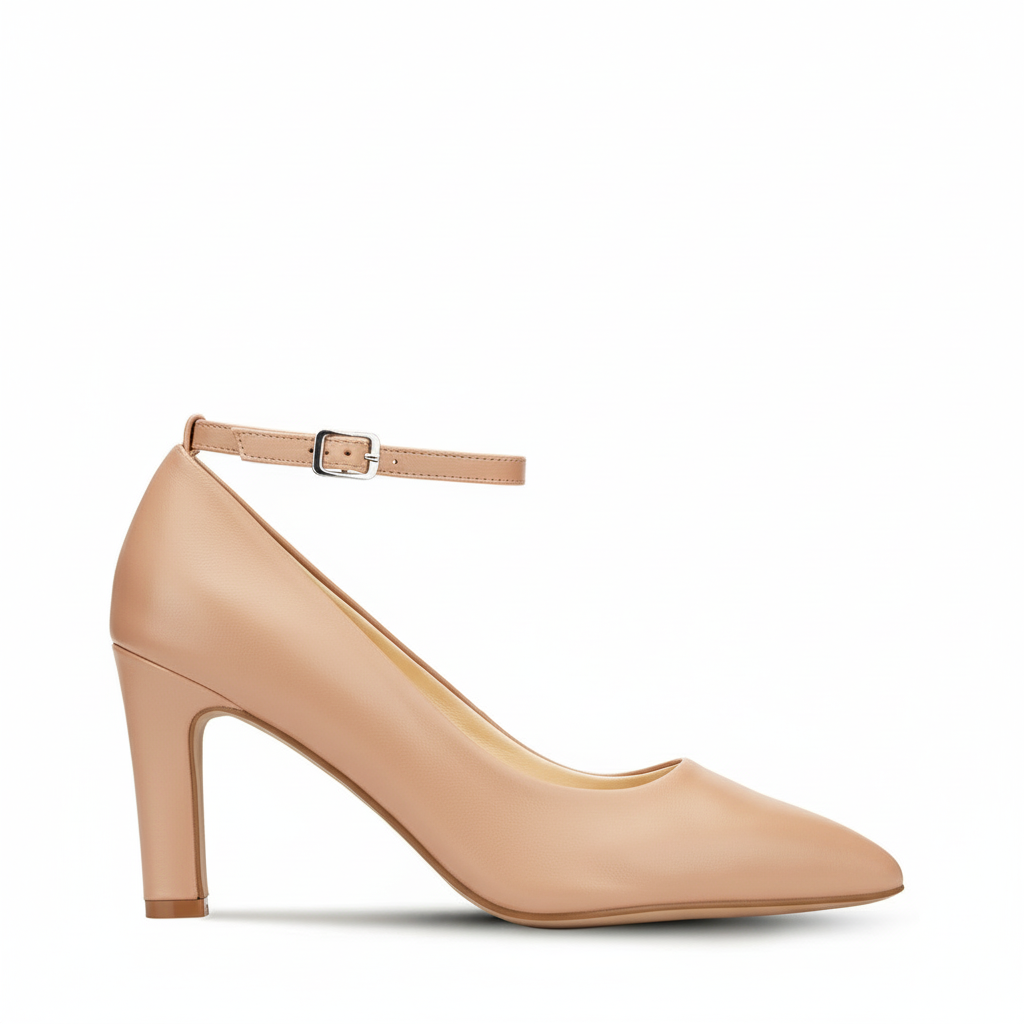 Ella Leather Mid Heel Pumps