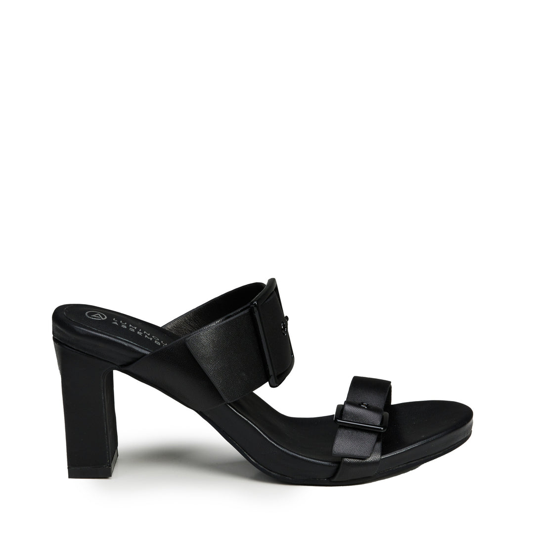 Alba Leather Mid Block Heel Mules