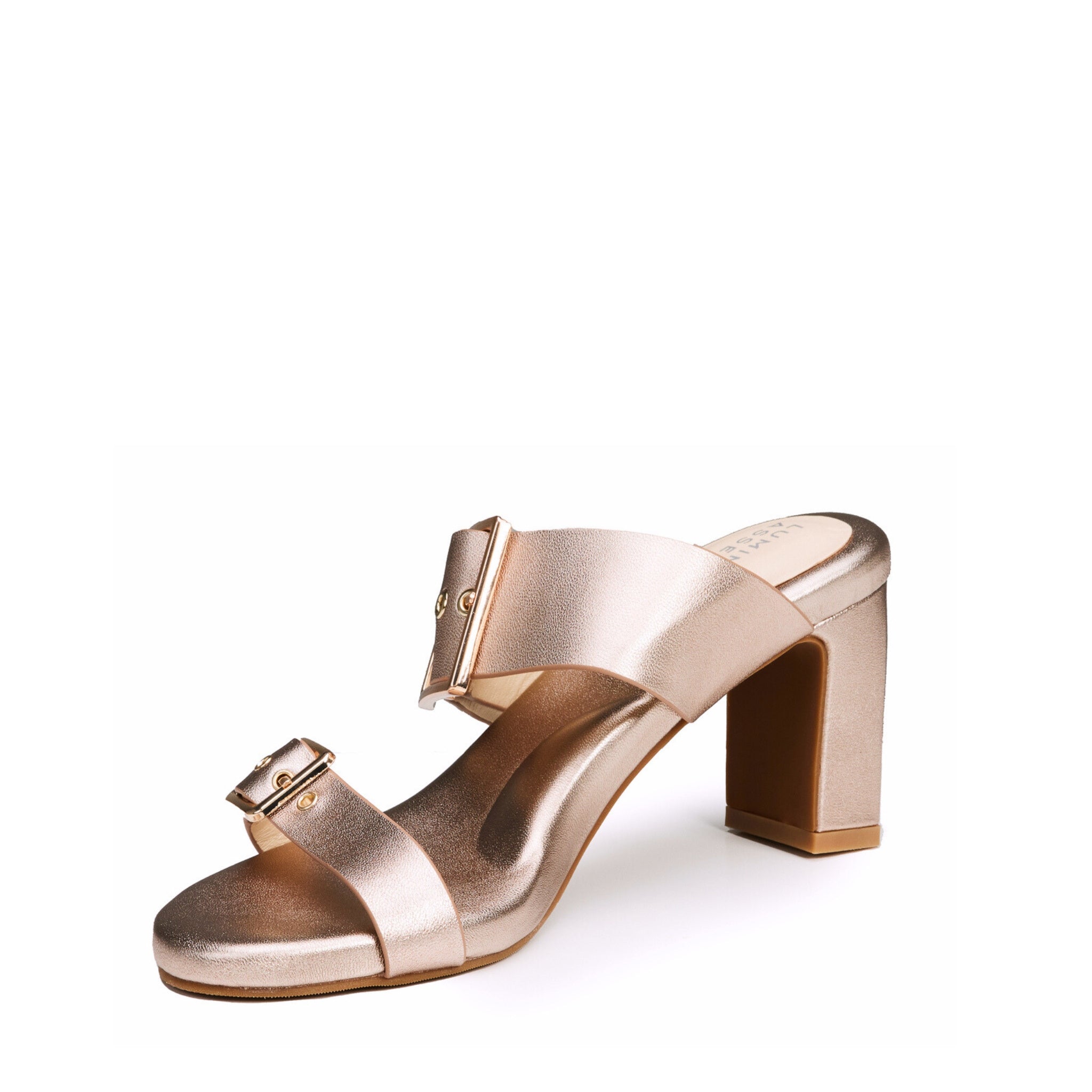 Alba Leather Mid Block Heel Mules