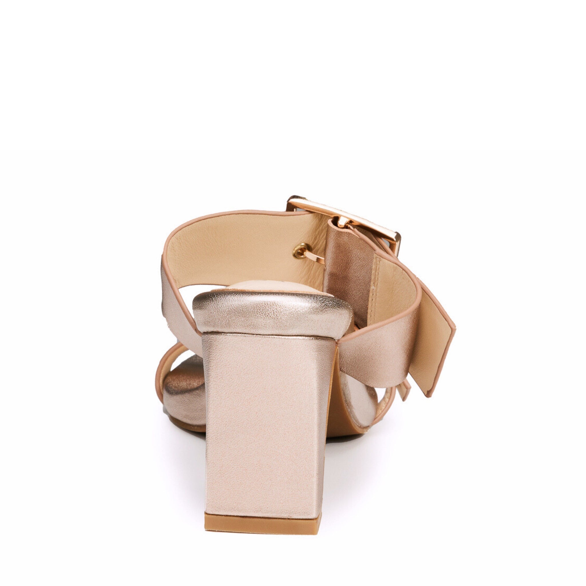 Alba Leather Mid Block Heel Mules