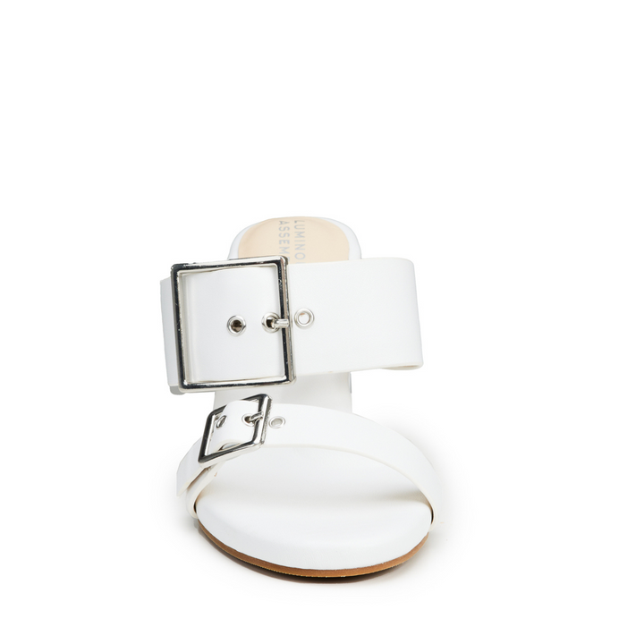 Alba Leather Mid Block Heel Mules