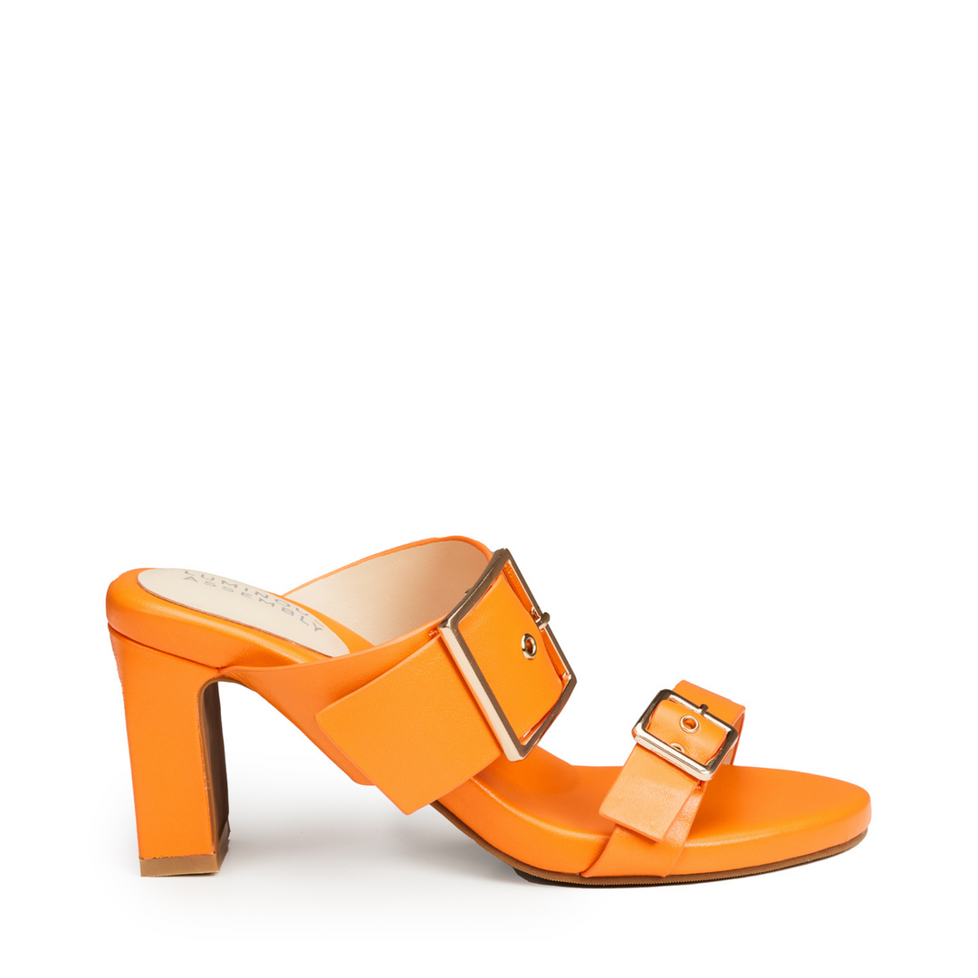 Alba Leather Mid Block Heel Mules