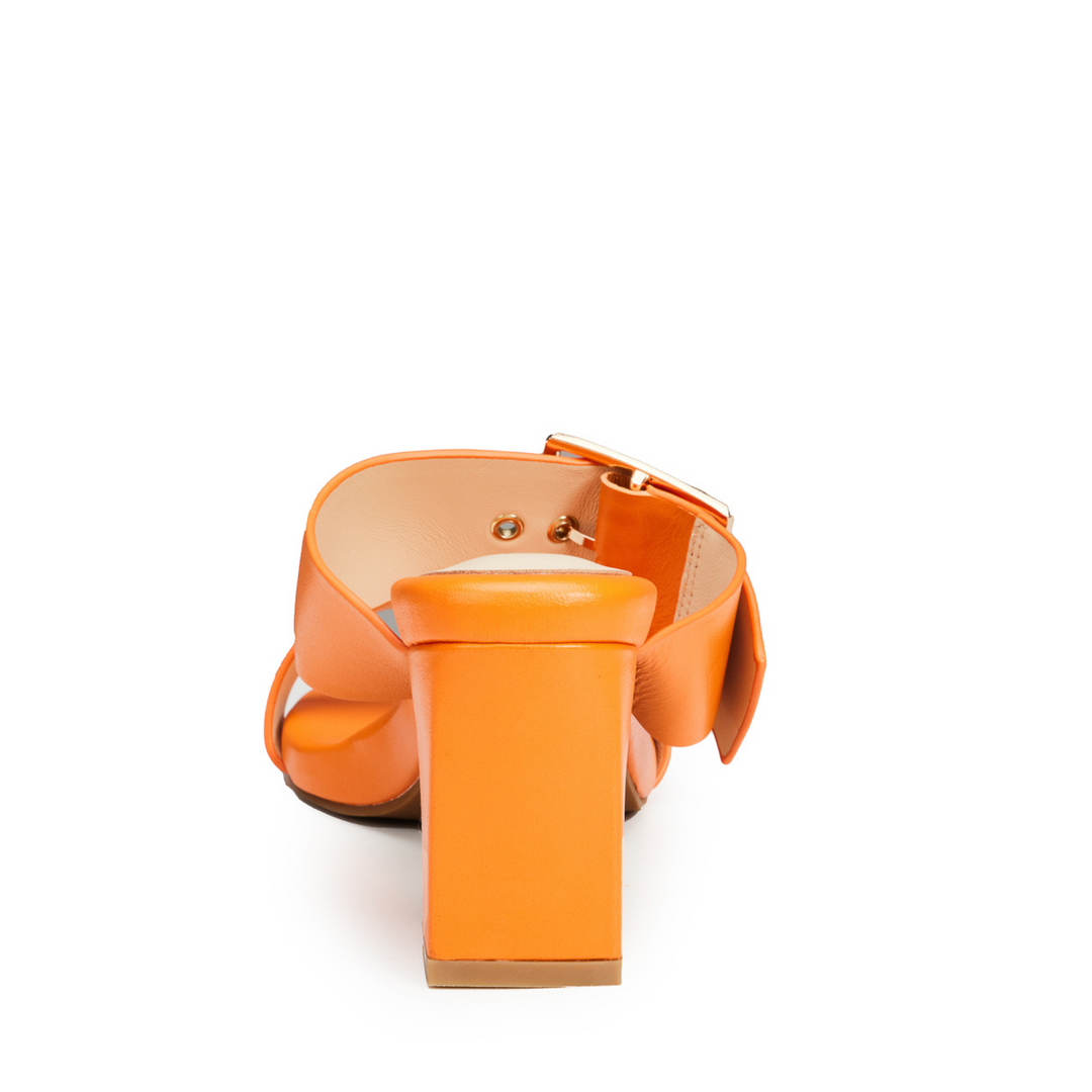 Alba Leather Mid Block Heel Mules