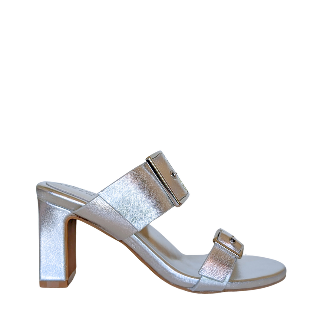 Alba Leather Mid Block Heel Mules
