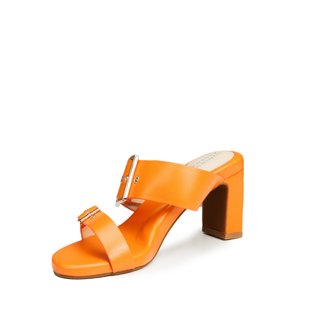 Alba Leather Mid Block Heel Mules
