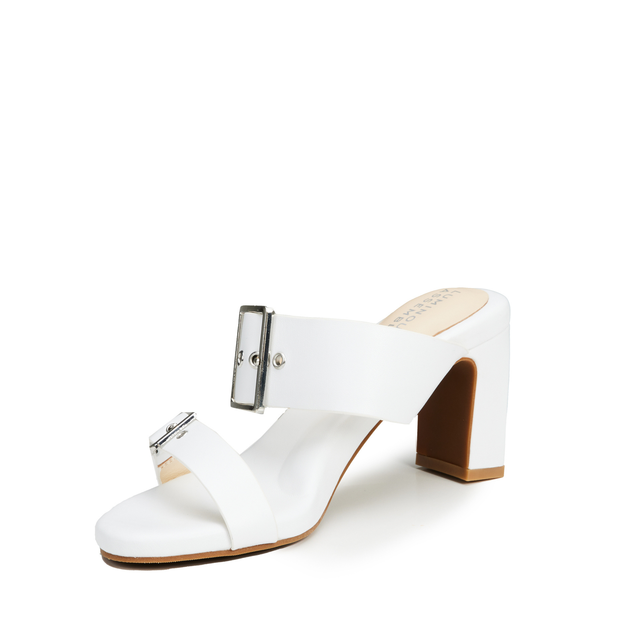 Alba Leather Mid Block Heel Mules