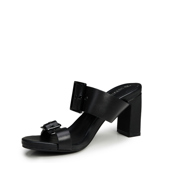 Alba Leather Mid Block Heel Mules