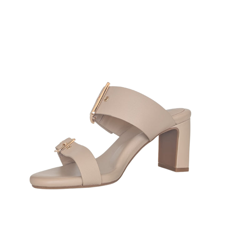 Alba Leather Mid Block Heel Mules