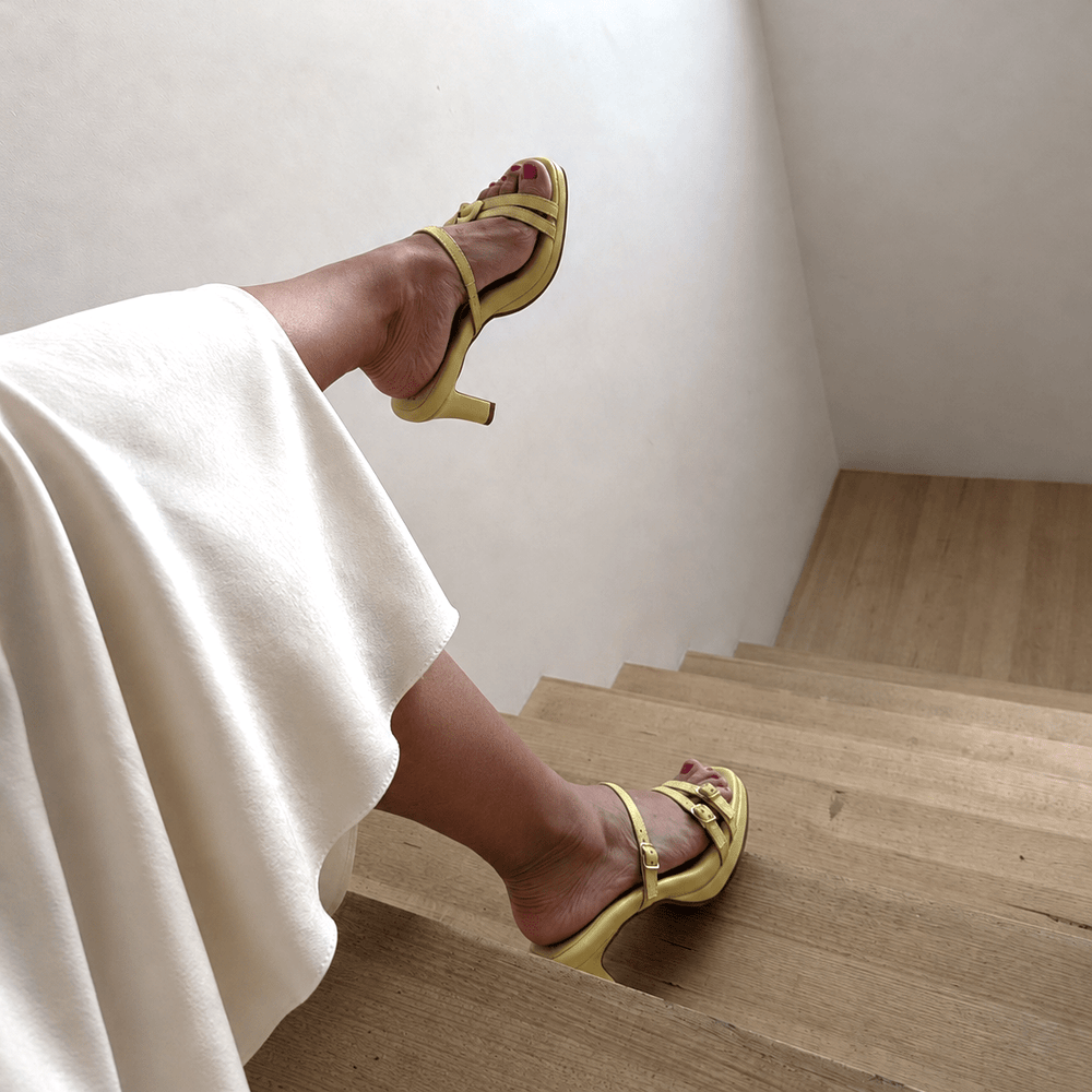 Dani Leather Mid Heel Strappy Sandals - Luminous Assembly