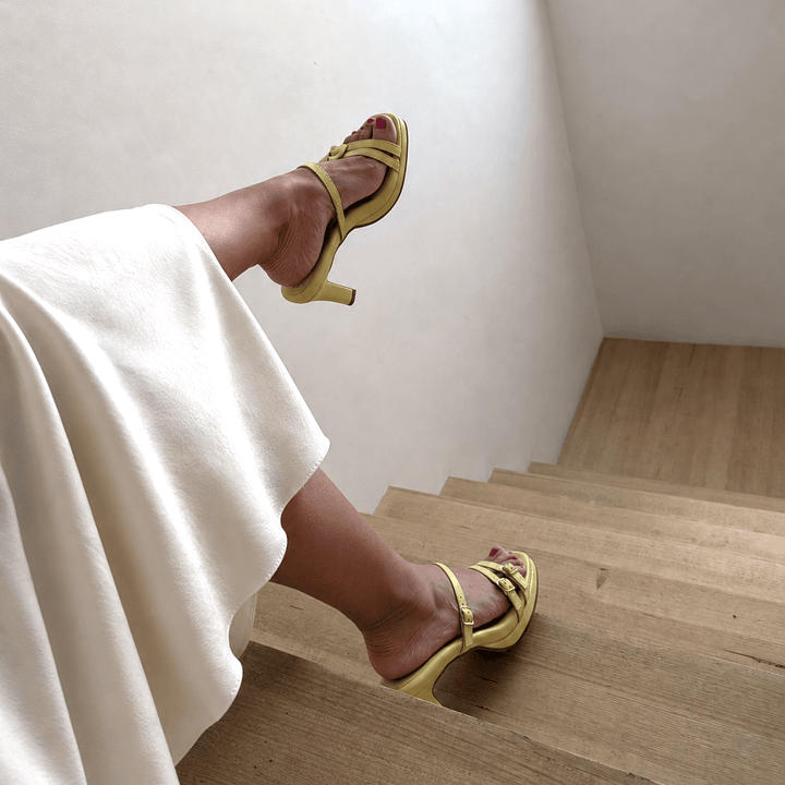 Dani Leather Mid Heel Strappy Sandals - Luminous Assembly