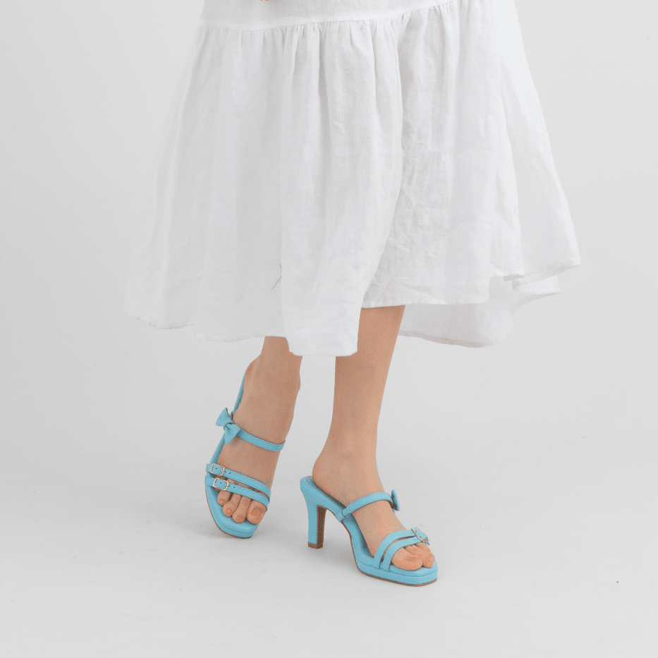 Dani Leather Mid Heel Strappy Sandals - Luminous Assembly