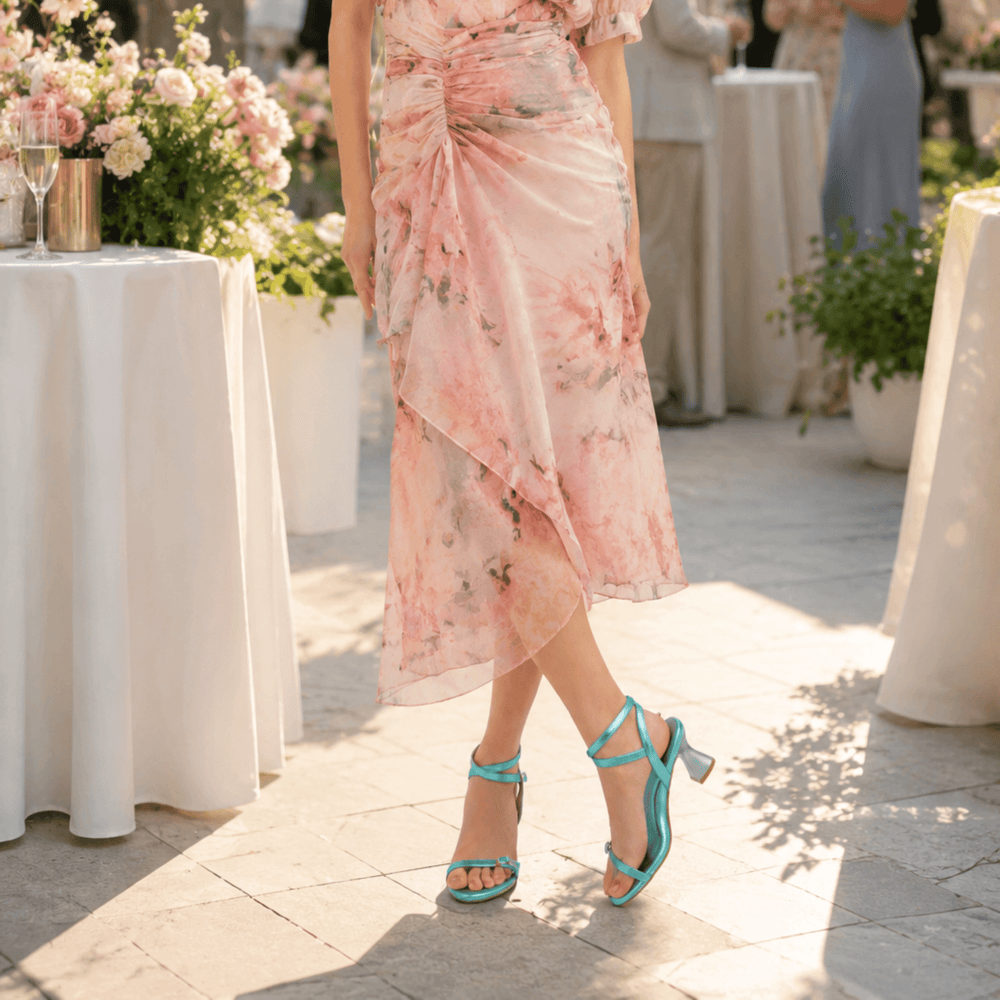 Lisa Leather Mid Heel Sandals - Luminous Assembly