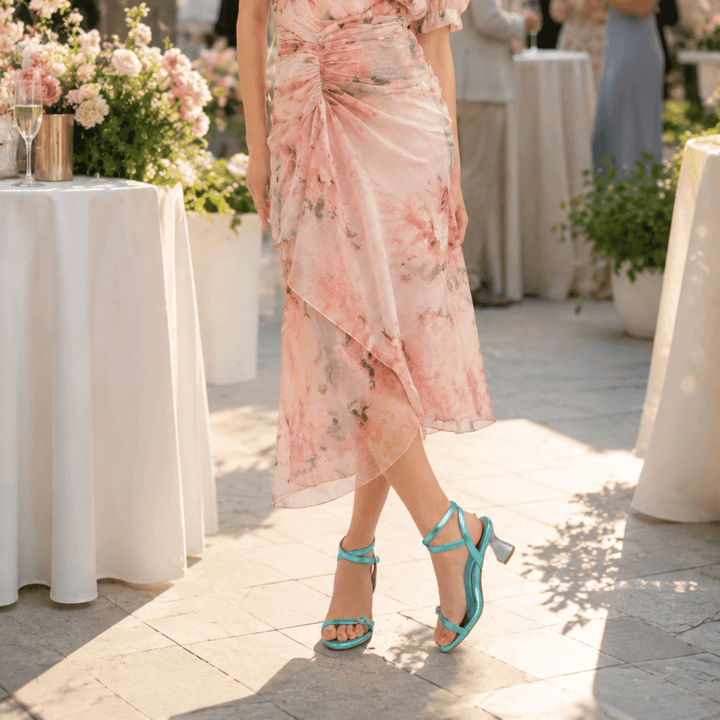 Lisa Leather Mid Heel Sandals - Luminous Assembly
