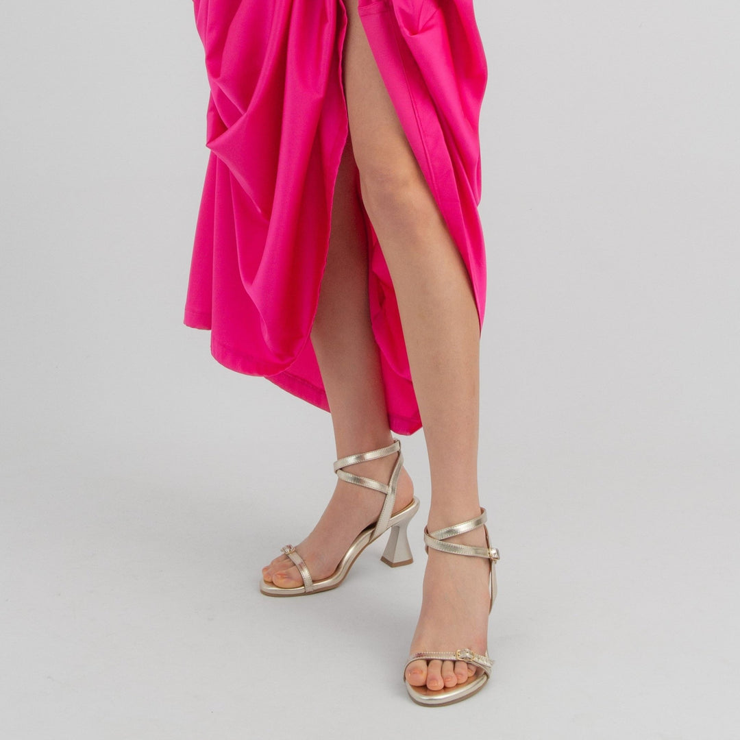 Lisa Leather Mid Heel Sandals - Luminous Assembly