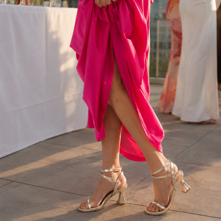 Lisa Leather Mid Heel Sandals