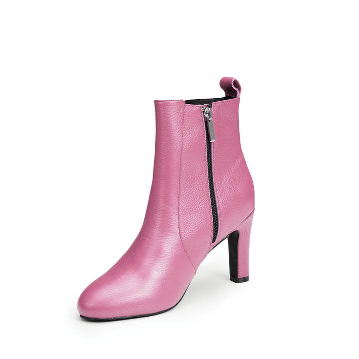 Luna Leather Mid Heel Ankle Boots - Luminous Assembly