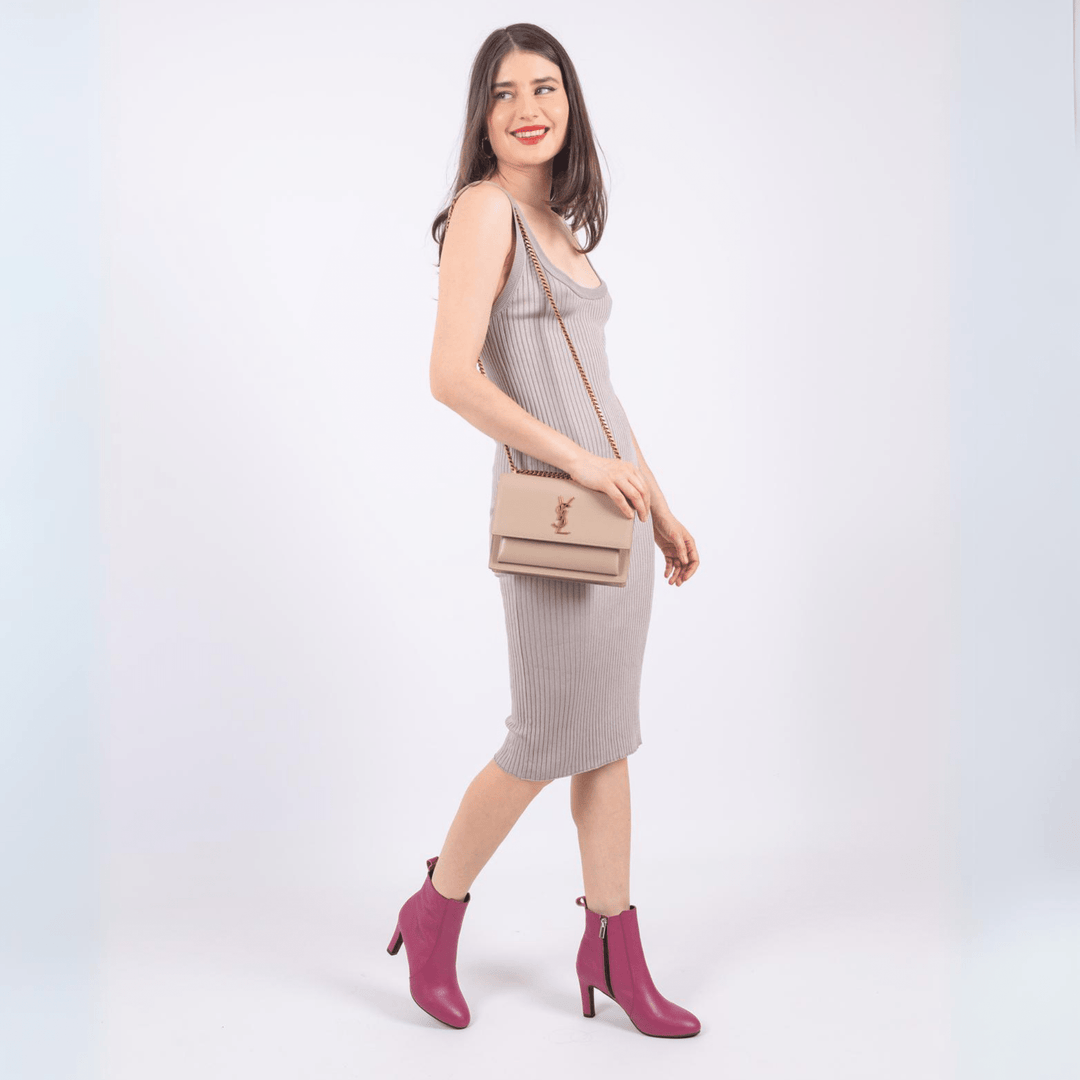 Luna Leather Mid Heel Ankle Boots - Luminous Assembly