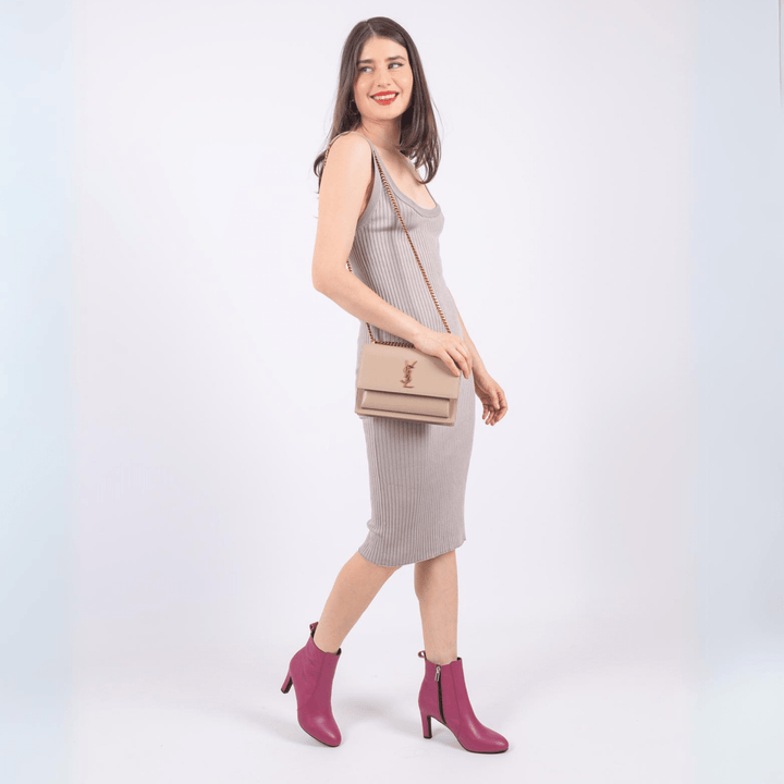 Luna Leather Mid Heel Ankle Boots - Luminous Assembly
