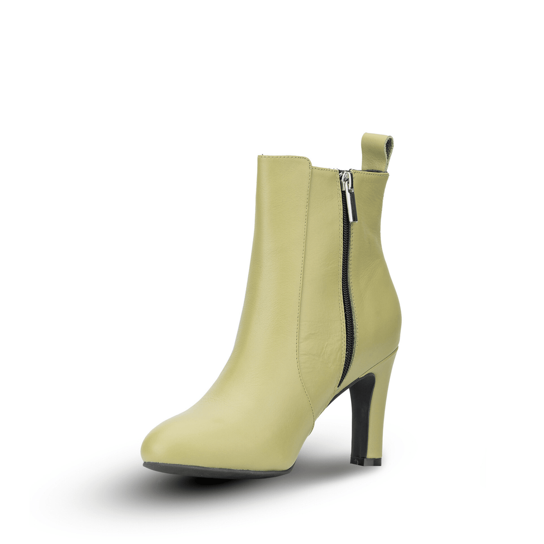 Luna Leather Mid Heel Ankle Boots - Luminous Assembly