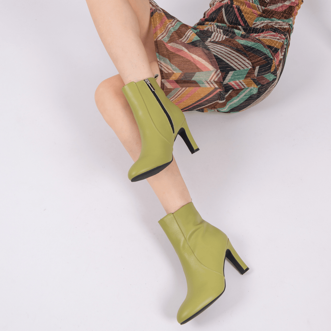 Luna Leather Mid Heel Ankle Boots - Luminous Assembly
