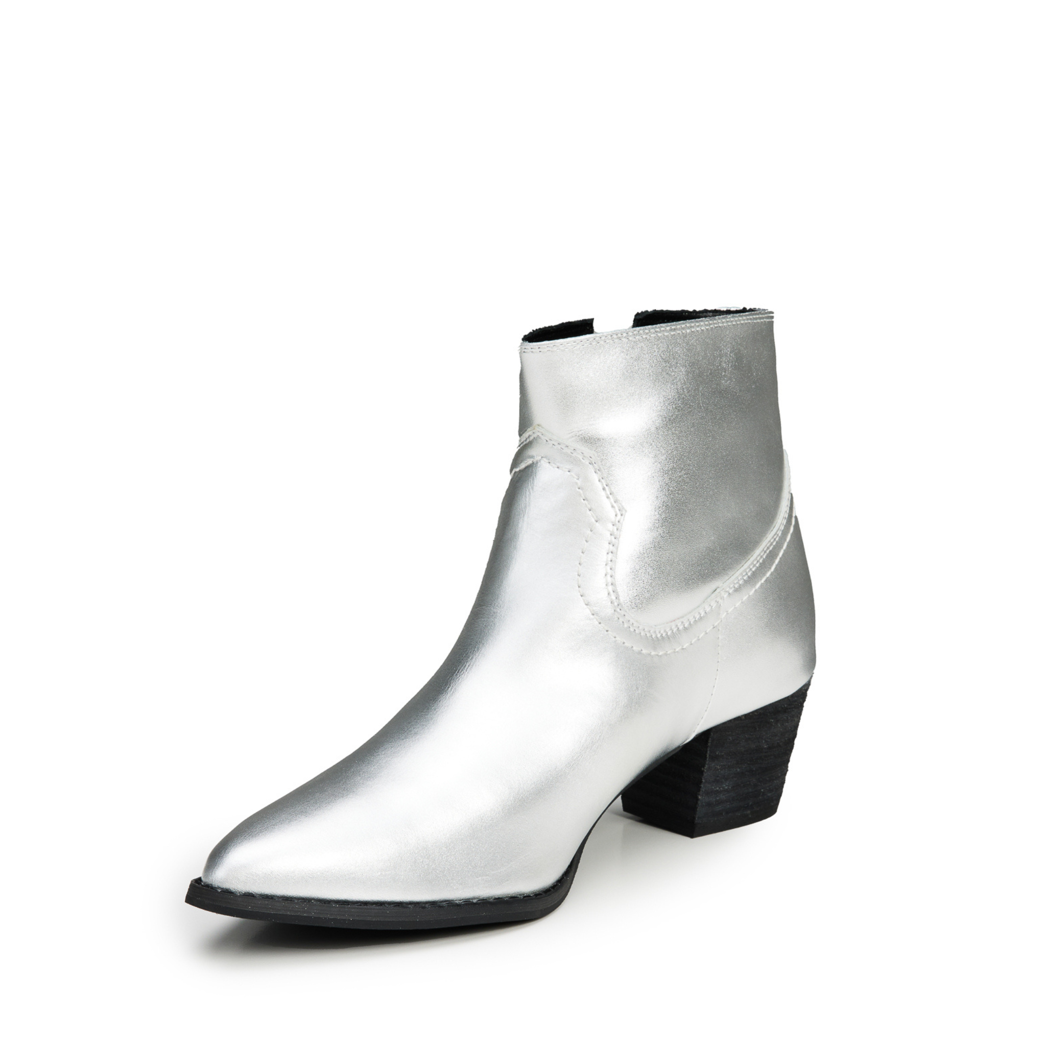 Mila Leather Low Block Heel Ankle Boots