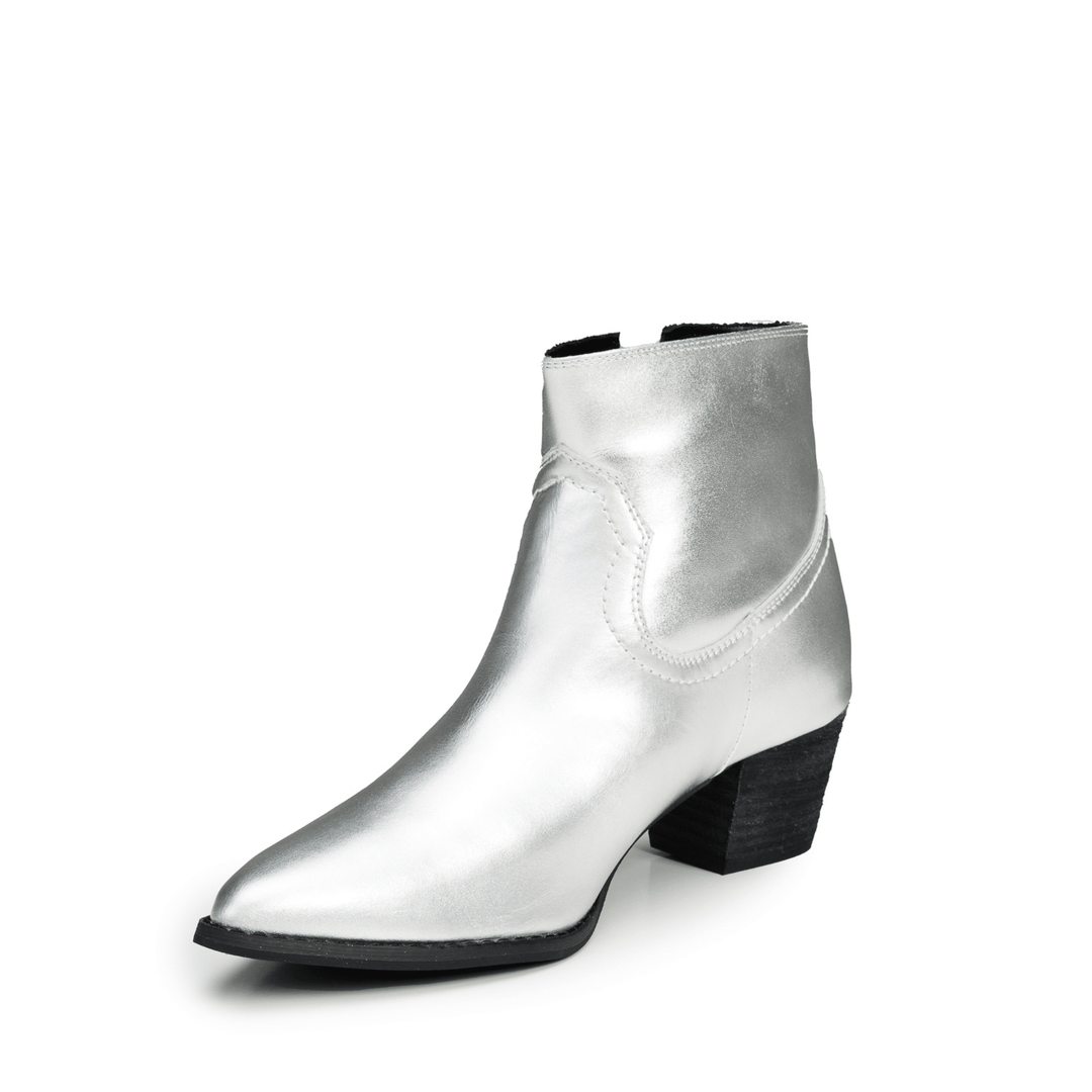 Mila Leather Low Block Heel Ankle Boots - Luminous Assembly