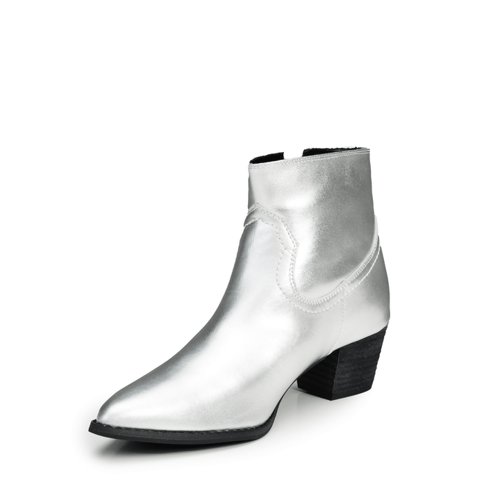 Mila Leather Low Block Heel Ankle Boots - Luminous Assembly