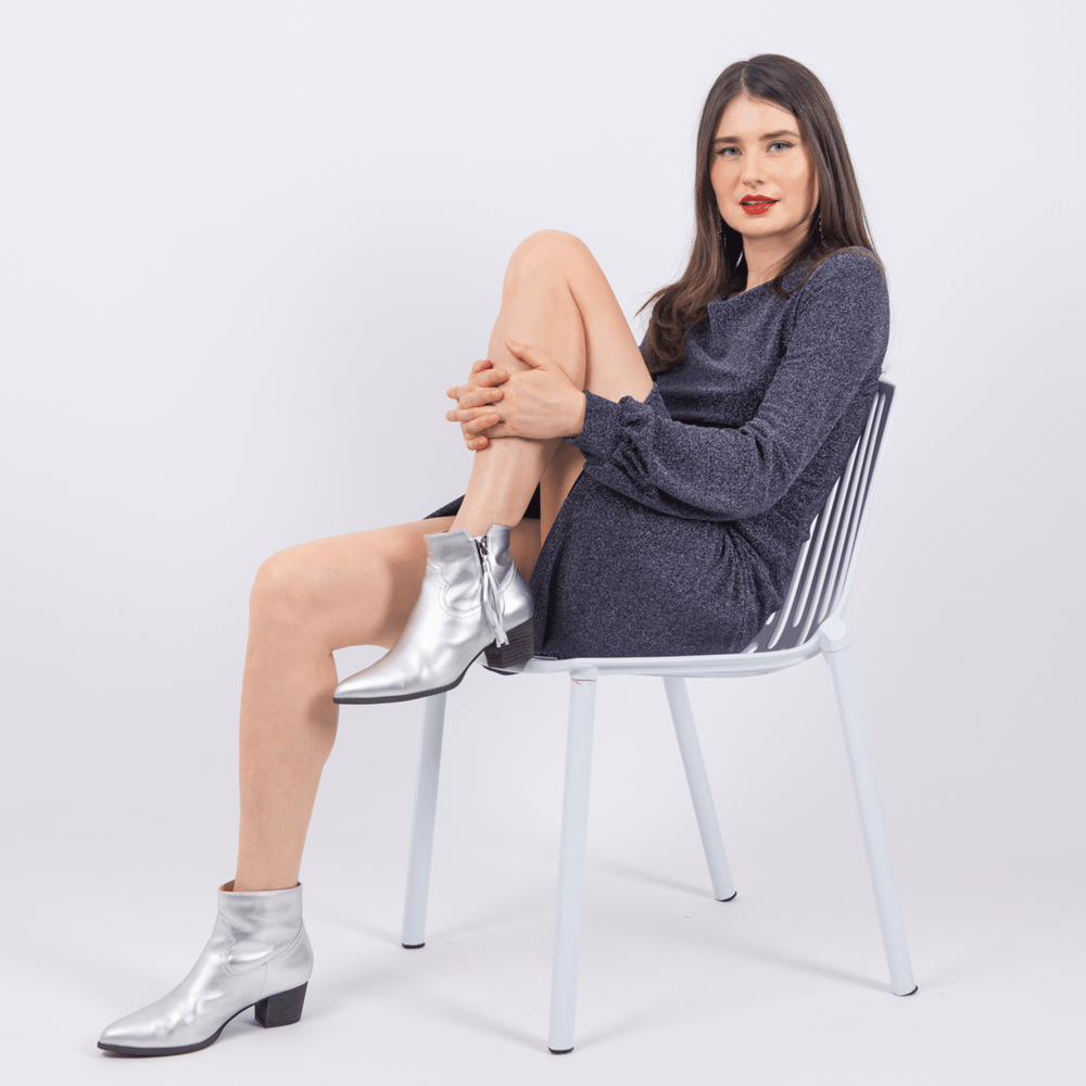 Mila Leather Low Block Heel Ankle Boots - Luminous Assembly