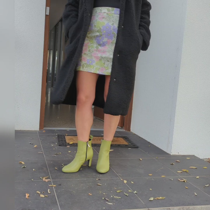 Luna Leather Mid Heel Ankle Boots