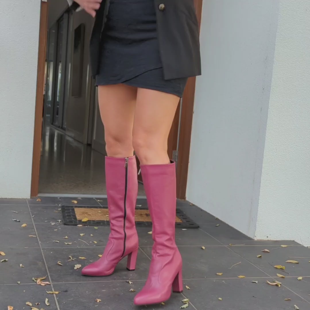 Cali Leather High Heel Long Boots
