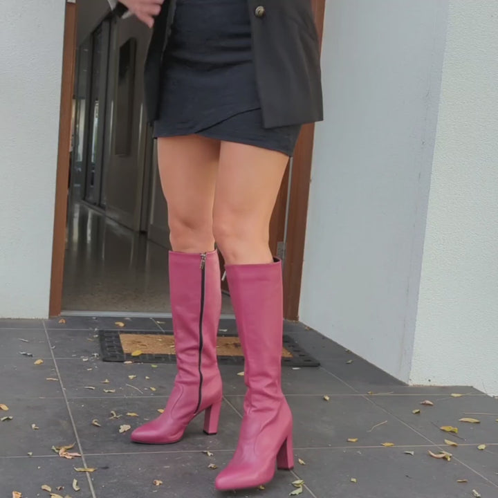 Cali Leather High Heel Long Boots